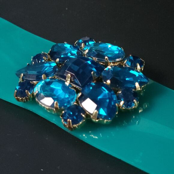 Modular Blue-Green Snap Clasp Bracelet - Customizable Vintage Charm - Picture 7 of 9